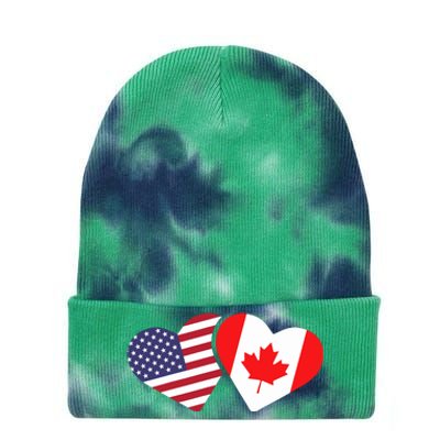 Canada Usa Flag Heart Canadian Americans Love Cute Tie Dye 12in Knit Beanie