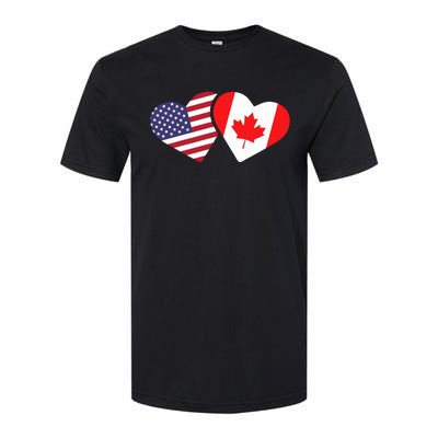 Canada Usa Flag Heart Canadian Americans Love Cute Softstyle® CVC T-Shirt