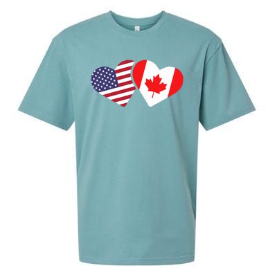 Canada Usa Flag Heart Canadian Americans Love Cute Sueded Cloud Jersey T-Shirt