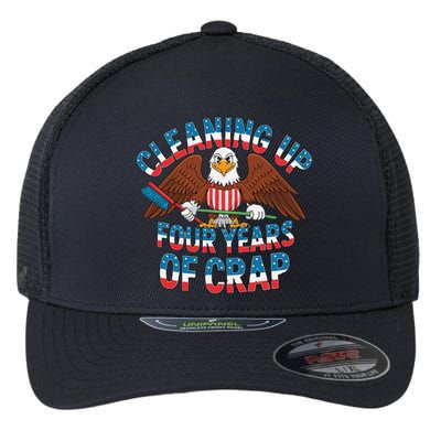 Cleaning Up Four Years Of Crap Trump Eagle American Flag Flexfit Unipanel Trucker Cap