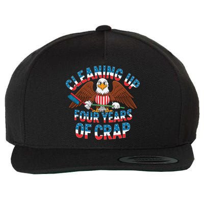 Cleaning Up Four Years Of Crap Trump Eagle American Flag Wool Snapback Cap