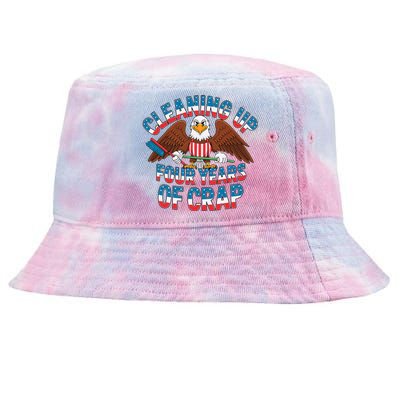 Cleaning Up Four Years Of Crap Trump Eagle American Flag Tie-Dyed Bucket Hat