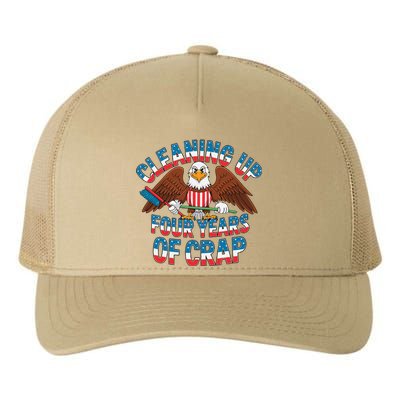 Cleaning Up Four Years Of Crap Trump Eagle American Flag Yupoong Adult 5-Panel Trucker Hat