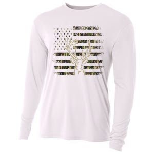 Camo Usa Flag Deer Elk Buck Camoflage Hunting Hunter Cooling Performance Long Sleeve Crew