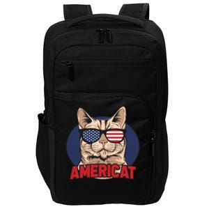 Cat US Flag Sunglasses Americat Cool 4th Of July Cat Impact Tech Backpack