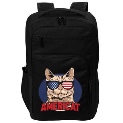 Cat US Flag Sunglasses Americat Cool 4th Of July Cat Impact Tech Backpack