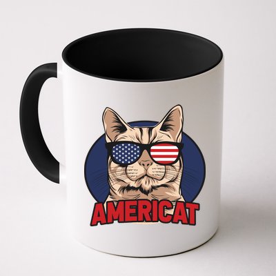 Cat US Flag Sunglasses Americat Cool 4th Of July Cat Mug