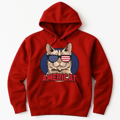 Cat US Flag Sunglasses Americat Cool 4th Of July Cat Hoodie