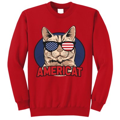 Cat US Flag Sunglasses Americat Cool 4th Of July Cat Sweatshirt