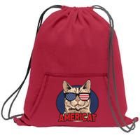 Cat US Flag Sunglasses Americat Cool 4th Of July Cat Sweatshirt Cinch Pack Bag