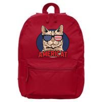 Cat US Flag Sunglasses Americat Cool 4th Of July Cat 16 in Basic Backpack