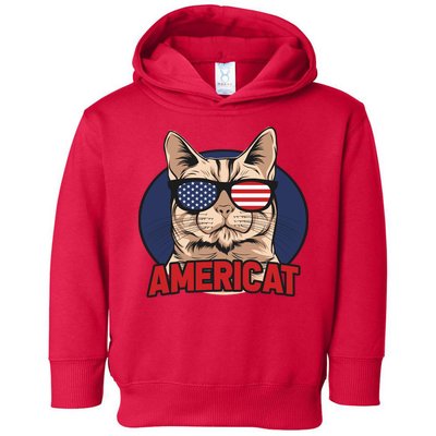 Cat US Flag Sunglasses Americat Cool 4th Of July Cat Toddler Hoodie