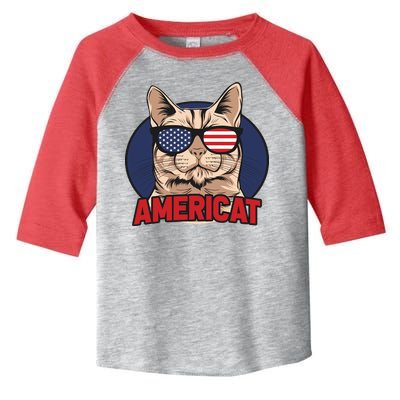 Cat US Flag Sunglasses Americat Cool 4th Of July Cat Toddler Fine Jersey T-Shirt