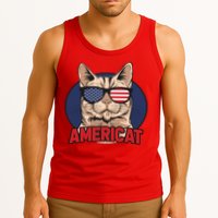 Cat US Flag Sunglasses Americat Cool 4th Of July Cat Tank Top