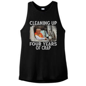 Cleaning Up Four Years Of Crap Funny Trump Ladies PosiCharge Tri-Blend Wicking Tank