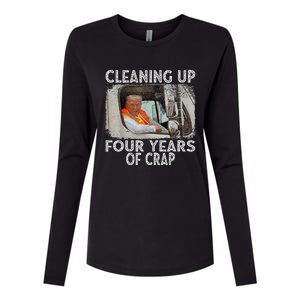 Cleaning Up Four Years Of Crap Funny Trump Womens Cotton Relaxed Long Sleeve T-Shirt