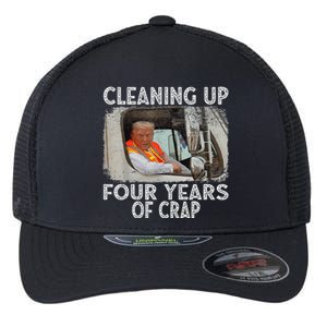 Cleaning Up Four Years Of Crap Funny Trump Flexfit Unipanel Trucker Cap