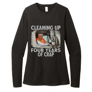 Cleaning Up Four Years Of Crap Funny Trump Womens CVC Long Sleeve Shirt