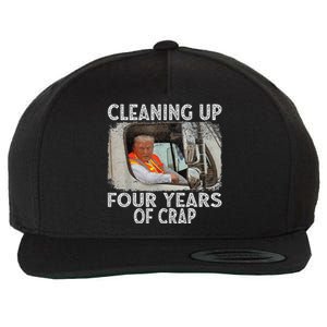 Cleaning Up Four Years Of Crap Funny Trump Wool Snapback Cap