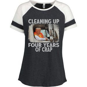 Cleaning Up Four Years Of Crap Funny Trump Enza Ladies Jersey Colorblock Tee