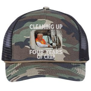 Cleaning Up Four Years Of Crap Funny Trump Retro Rope Trucker Hat Cap