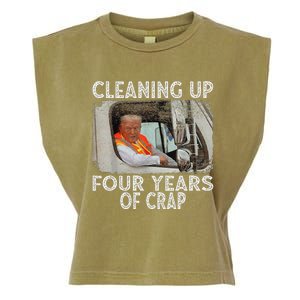 Cleaning Up Four Years Of Crap Funny Trump Garment-Dyed Women's Muscle Tee