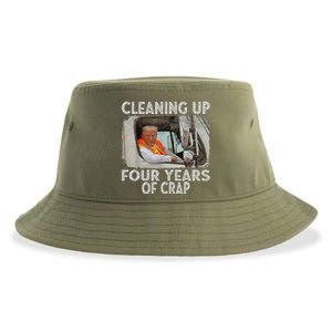 Cleaning Up Four Years Of Crap Funny Trump Sustainable Bucket Hat