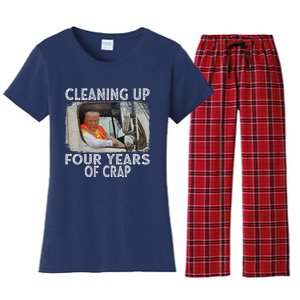 Cleaning Up Four Years Of Crap Funny Trump Women's Flannel Pajama Set