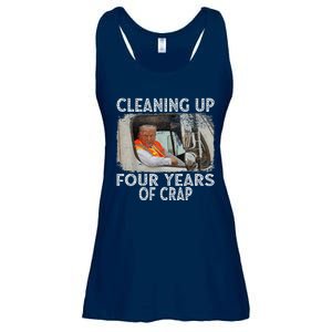 Cleaning Up Four Years Of Crap Funny Trump Ladies Essential Flowy Tank