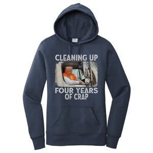 Cleaning Up Four Years Of Crap Funny Trump Women's Pullover Hoodie