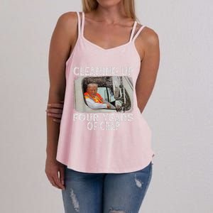 Cleaning Up Four Years Of Crap Funny Trump Women's Strappy Tank