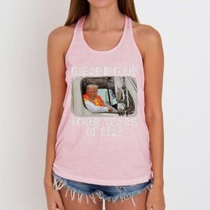 Cleaning Up Four Years Of Crap Funny Trump Women's Knotted Racerback Tank