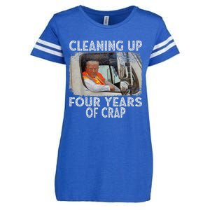 Cleaning Up Four Years Of Crap Funny Trump Enza Ladies Jersey Football T-Shirt