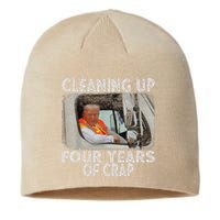 Cleaning Up Four Years Of Crap Funny Trump Sustainable Beanie