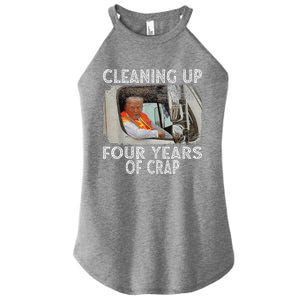 Cleaning Up Four Years Of Crap Funny Trump Women's Perfect Tri Rocker Tank