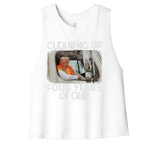 Cleaning Up Four Years Of Crap Funny Trump Women's Racerback Cropped Tank