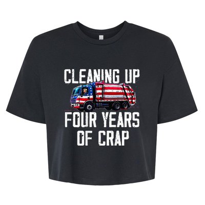 Cleaning Up Four Years Of Crap Funny Trump Garbage Bella+Canvas Jersey Crop Tee