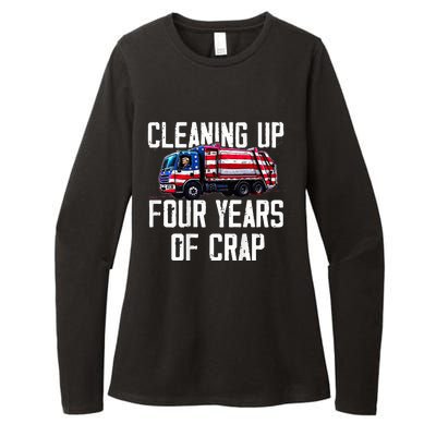 Cleaning Up Four Years Of Crap Funny Trump Garbage Womens CVC Long Sleeve Shirt