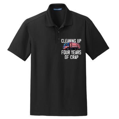 Cleaning Up Four Years Of Crap Funny Trump Garbage Dry Zone Grid Polo