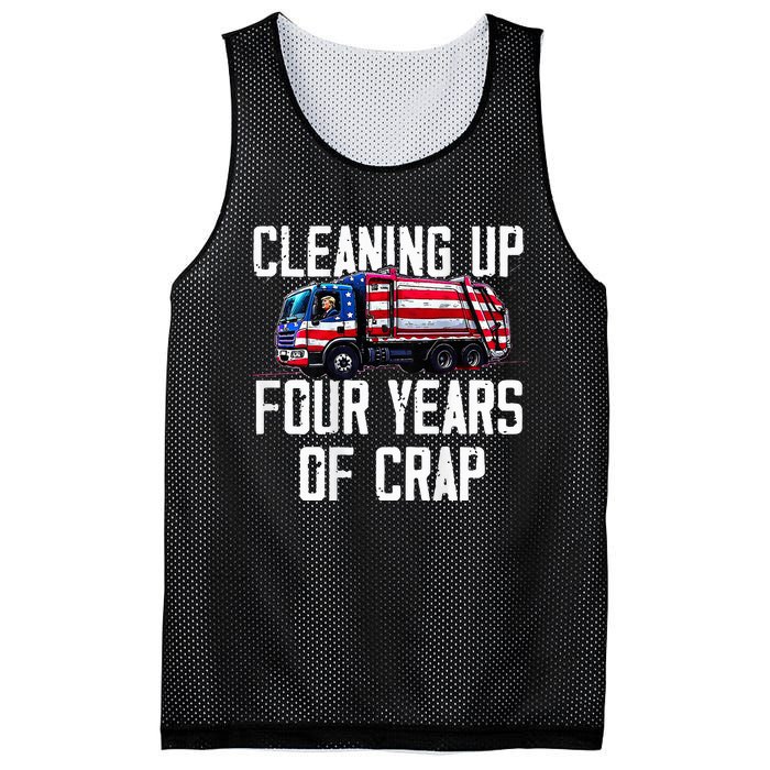 Cleaning Up Four Years Of Crap Funny Trump Garbage Mesh Reversible Basketball Jersey Tank