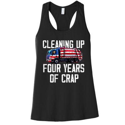 Cleaning Up Four Years Of Crap Funny Trump Garbage Women's Racerback Tank