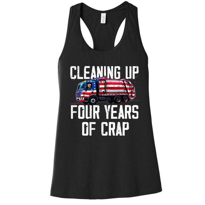 Cleaning Up Four Years Of Crap Funny Trump Garbage Women's Racerback Tank