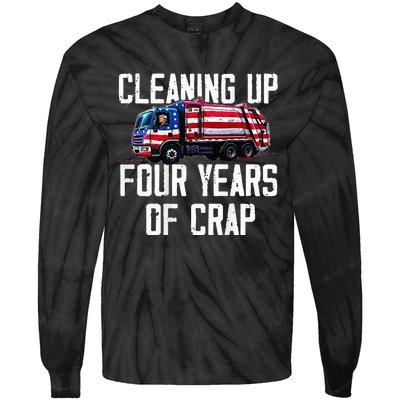 Cleaning Up Four Years Of Crap Funny Trump Garbage Tie-Dye Long Sleeve Shirt