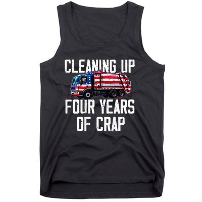 Cleaning Up Four Years Of Crap Funny Trump Garbage Tank Top