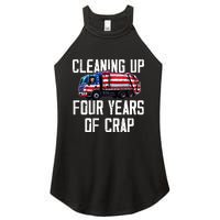 Cleaning Up Four Years Of Crap Funny Trump Garbage Women's Perfect Tri Rocker Tank