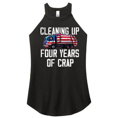 Cleaning Up Four Years Of Crap Funny Trump Garbage Women's Perfect Tri Rocker Tank