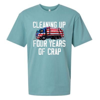 Cleaning Up Four Years Of Crap Funny Trump Garbage Sueded Cloud Jersey T-Shirt