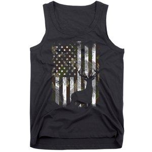 Camo Us Flag Deer Elk Buck Camoflage Hunting Hunter Dad Gift Short Sleeve Tank Top