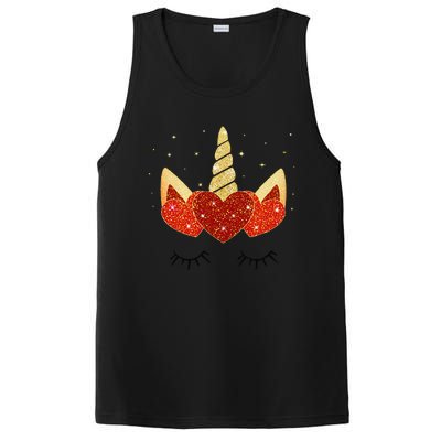 Cute Unicorn Face Valentine's Day Heart For Women PosiCharge Competitor Tank