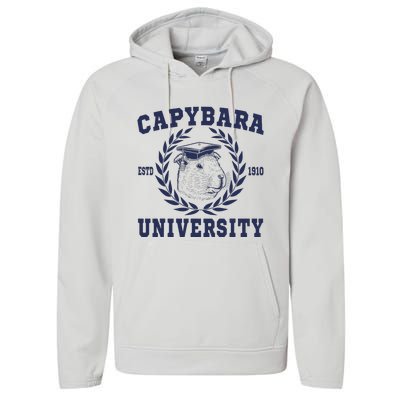 Capybara University Funny Capybara Meme Lover Performance Fleece Hoodie